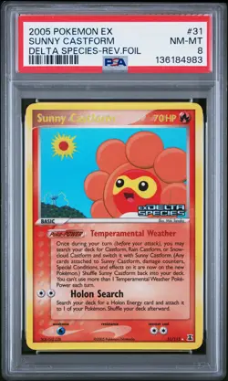 2005 POKEMON EX DELTA SPECIES #31 SUNNY CASTFORM-REVERSE FOIL PSA 8 - Image 1