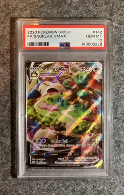 Pokemon TCG Snorlax Vmax Sword & Shield Base 142/202 PSA 10 - Image 1