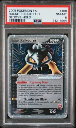 2005 POKEMON EX DEOXYS #108 ROCKET'S RAIKOU EX-HOLO PSA 8 - Image 1