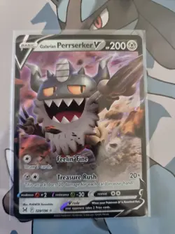 Galarian Perrserker V 129/196 Ultra Rare Full Art Lost Origins Pokemon Card MINT - Image 1