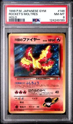 PSA 8 Rocket's Moltres Gym #146 Japanese Pokemon Card Holo NEAR MINT - Image 1