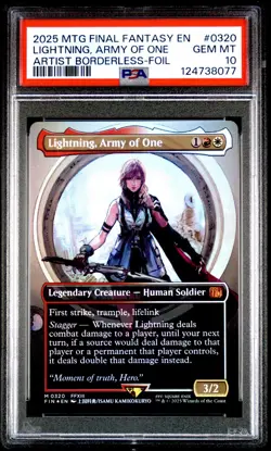 2025 MTG Final Fantasy LIGHTNING, ARMY OF ONE * Artist Borderless Foil * PSA 10 - Image 1