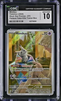 CGC 10 GEM MINT Mimikyu 075/SVP Black Star PROMO Paldean Fates ETB Pokemon - Image 1