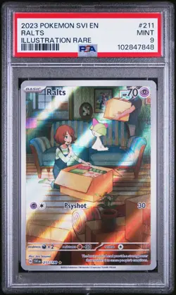 PSA 9 Ralts 211/198 SV1 EN Scarlet & Violet Base Illustration Rare Pokemon Card - Image 1