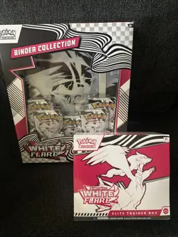 New Sealed Pokemon White Flare ETB & White Flare Binder Collection Bundle - Image 1