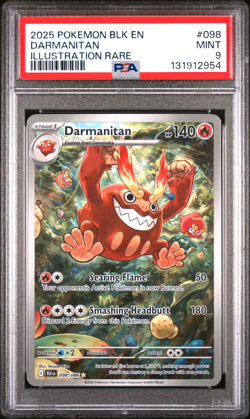 2025 POKEMON BLK EN DARMANITAN ILLUSTRATION RARE #098 Psa 9 - Image 1