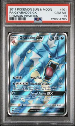 2017 POKEMON SUN & MOON CRIMSON INVASION #101 FULL ART/GYARADOS GX PSA 10 - Image 1