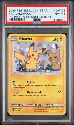 2019 POKEMON SM BLACK STAR PROMO TEAM UP SINGLE PACK BLISTERS PIKACHU-HOLO PSA 8 - Image 1