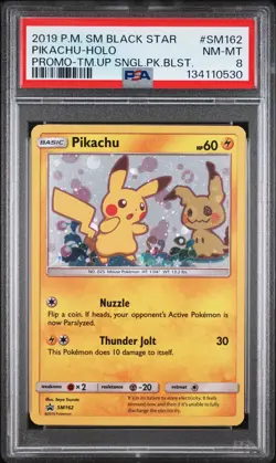 2019 POKEMON SM BLACK STAR PROMO TEAM UP SINGLE PACK BLISTERS PIKACHU-HOLO PSA 8 - Image 1