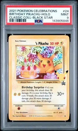 2021 POKEMON CELEBRATIONS CLASSIC COLL #24 BIRTHDAY PIKACHU-HOLO PSA 9 - Image 1