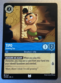 Disney Lorcana TCG Shimmering Skies Tipo Growing Son 157/204 Non Foil Uncommon - Image 1
