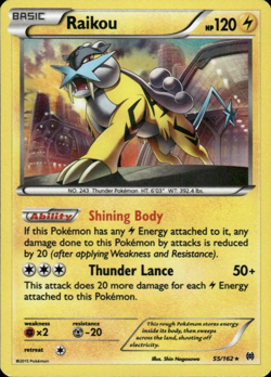 Pokemon Cards Raikou 55/162 BREAKthrough XY Holo Rare NM - Image 1