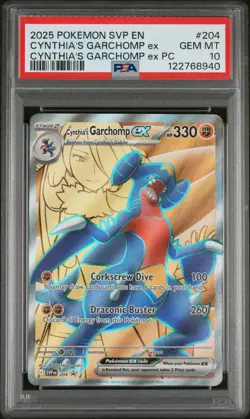 2025 POKEMON SVP EN-SV BLACK STAR PROMO #204 CYNTHIA'S GARCHOMP EX PSA 10 - Image 1
