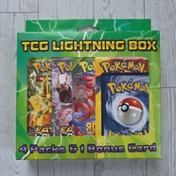 Pokemon TCG Lightning Mystery Box Sealed 4 Packs & 1 Bonus Card Fairfield Repack - Image 1