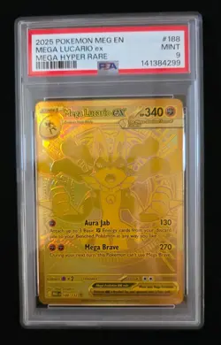 PSA 9 Pokemon Card - Mega Evolution - Mega Lucario EX- Mega Hyper Rare - 188/132 - Image 1