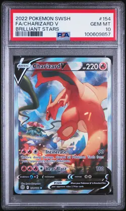 2022 POKEMON SWORD & SHIELD BRILLIANT STARS #154 FULL ART/CHARIZARD V PSA 10 - Image 1