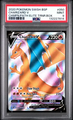 2020 Pokemon Swsh Black Star Promo Champ. Path Charizard V #050 PSA 9 - Image 1