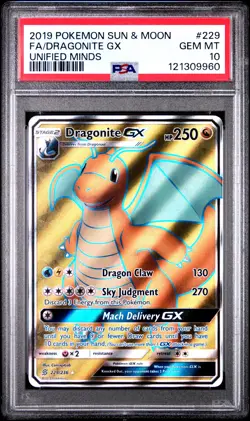 2019 POKEMON UNIFIED MINDS DRAGONITE GX #229 PSA 10 GEM MINT #121309960 - Image 1