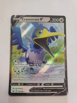 Pokemon TCG Cramorant V Sword & Shield Base Set 155/202 Holo Ultra Rare - Image 1
