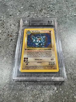 Pokemon TCG 1st Edition SHADOWLESS Machamp 8/102 Base Set Holo Rare BGS 8.5 - Image 1