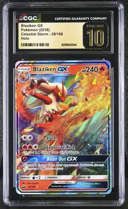 CGC 10 Pristine 2018 Pokemon Sun & Moon Celestial Storm Blaziken GX #28 Pop 1 - Image 1