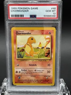 1999 Pokemon Base Set Charmander #46 English Unlimited 46/102 - PSA 10 GEM MINT - Image 1