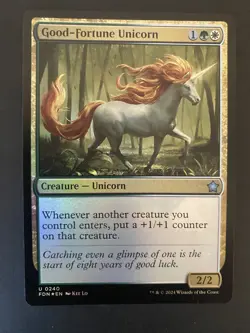 Good-Fortune Unicorn MTG Foundations 0240 Foil Uncommon NM - Image 1