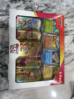 🔥Pokemon Scarlet & Violet - 151 (5-Pack) Mini Tins w/ 4 Promos Costco Bundle🔥 - Image 1