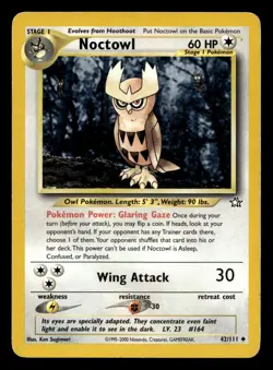 Noctowl 42/111 Uncommon Neo Genesis WOTC Pokemon MP - Image 1