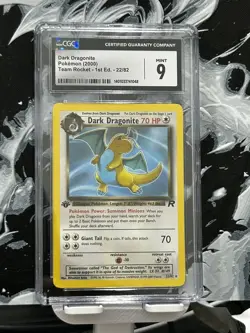 CGC 9 Dark Dragonite 22/82 Rare 1st Edition Team Rocket Pokemon Card - Image 1
