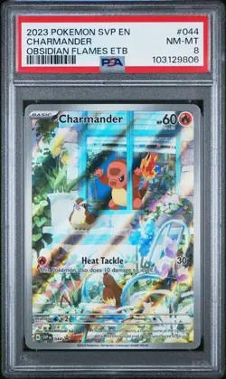 2023 POKEMON EN BLACK STAR PROMO #044 CHARMANDER OBSIDIAN FLAMES ETB PSA 8 - Image 1