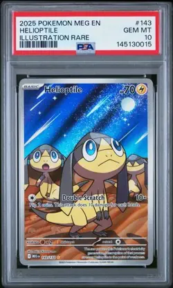 PSA 10 Helioptile Illustration Rare Mega Evolution #143 Pokemon - Image 1