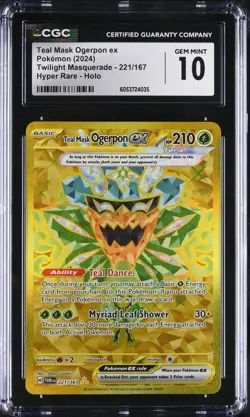 2024 POKEMON TWILIGHT MASQUERADE TEAL MASK OGERPON EX 221/167 CGC 10 GEM MINT - Image 1