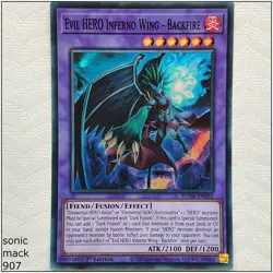 Evil HERO Inferno Wing - Backfire - SUDA-EN032 - Super Rare 1st Edition Yugioh - Image 1