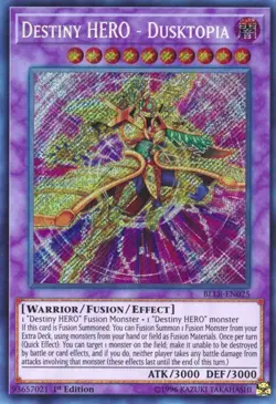 [SECRET RARE] YuGiOh - Destiny HERO Dusktopia - BLLR-EN025 - NM/M - 1st Edition - Image 1