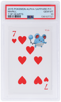 2015 Pokemon Alpha Sapphire Playing Cards Marill 7 of Hearts # PSA 10 - Image 1