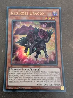 YuGiOh! Red Rose Dragon LDS2-EN108 Ultra Rare 1st Ed - Image 1