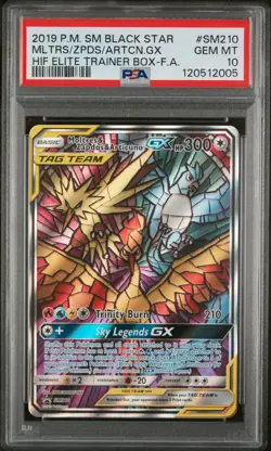 2019 POKEMON SM BLACK STAR PROMO FULL ART/MOLTRES & ZAPDOS & ARTICUNO GX PSA 10 - Image 1