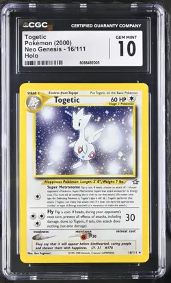 Togetic 16/111 Neo Genesis Holo CGC 10 Gem Mint SWIRL Vintage Pokemon Card - Image 1