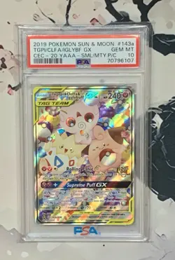 Pokemon SM Cosmic Eclipse Togepi Cleffa Igglybuff GX Tag Team #143a PSA 10 - Image 1