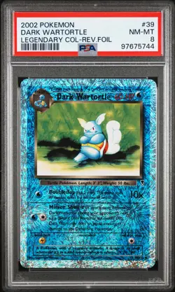 2002 POKEMON LEGEND COLL #39 DARK WARTORTLE-REVERSE FOIL PSA 8 - Image 1