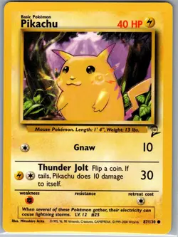 Pikachu 87/130 Non Holo Base Set 2 - Pokemon Card - NM - Image 1