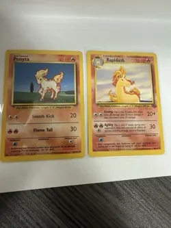 Pokemon TCG Base Set Ponyta 60/102 & Rapidash 44/64 Card Lot 1999 English - Image 1