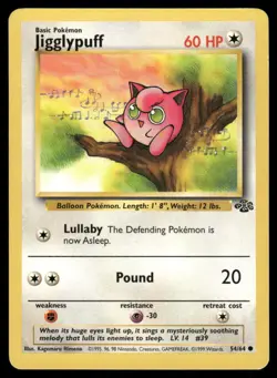 Pokemon Cards Jigglypuff 54/64 Unlimited Jungle WOTC Common LP - Image 1