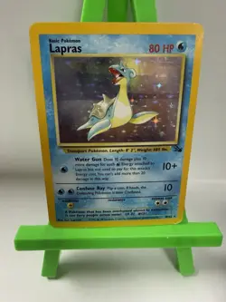 Pokemon Lapras 80 HP Basic Fossil 10/62 Holo Rare English 1999 Card - Image 1