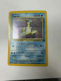 Pokemon Lapras 80 HP Basic Fossil 10/62 Holo Rare English 1999 Card - Image 2