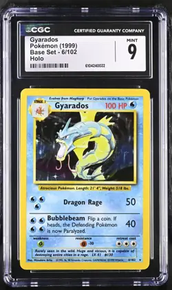 Pokemon Gyarados TCG Base Set Holo Rare Card 6/102 PSA CGC 9 - Image 1