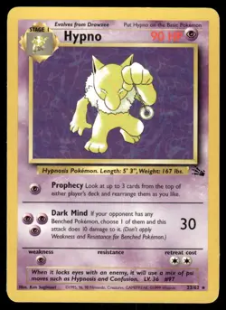Pokemon Cards Hypno 23/62 Unlimited Fossil WOTC Rare NM - Image 1