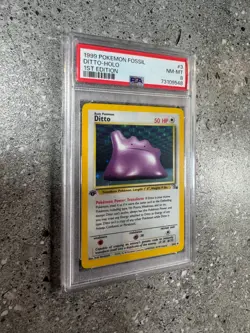 Pokemon TCG Cards 1st Edition Ditto 3/62 Fossil Holo Rare PSA 8 NM-MT - Image 3