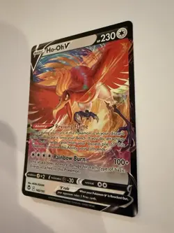 Pokemon Ho-Oh V 230 HP Ultra Rare Silver Tempest 140/195 Holo Rainbow Burn - Image 3